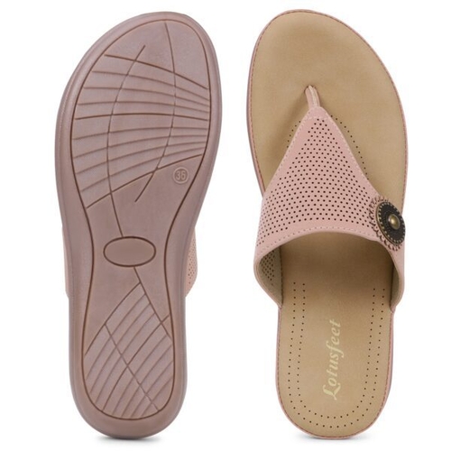 TPR Sole Stitched Style Flar Pink Laser cut dot