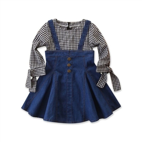 Princess Dresses Plaid Denim Dress Party Casual