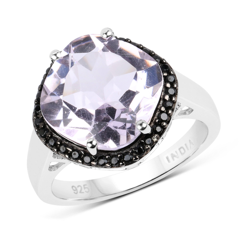 5.50 Carat Genuine Pink Amethyst & Black Spinel .925 Sterling Silver