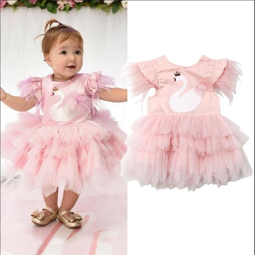 Formal Kids Baby Girls Swan Party Pageant Princess