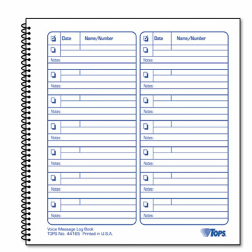 Tops 44165 Voice Mail Log Book- 8.5 X 8.25- 1-400-Message Book