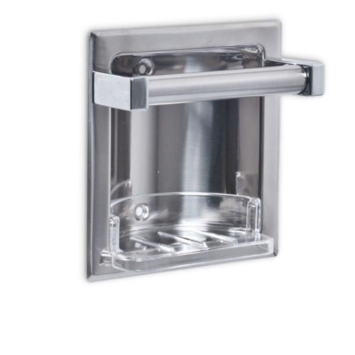 AJW UX61-BF Bright Soap Dish With Wash Cloth Bar - Recessed