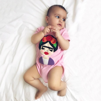 Frida Infant Bodysuit in Heather Gray and Pink