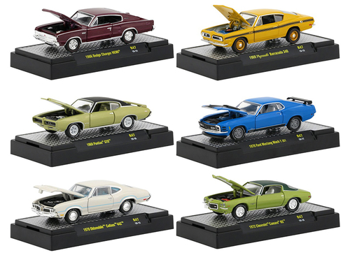 Detroit Muscle Release 47, Set of 6 Cars IN DISPLAY CASES 1/64 Diecast