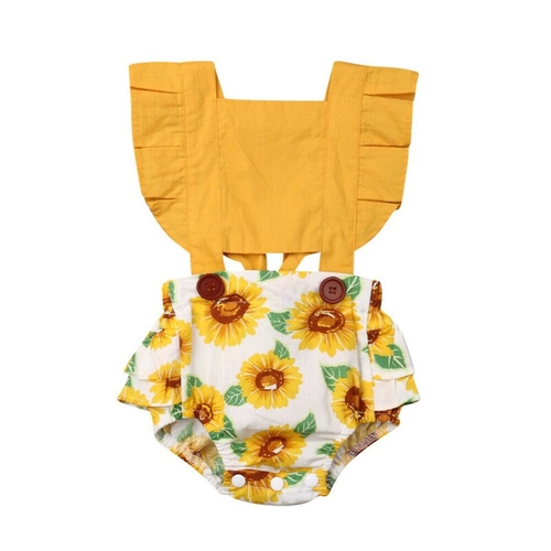 Toddler Baby Girls Sunflower Romper Bodysuit