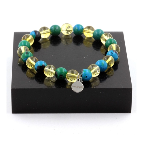 Chrysocolla + Citrine Bracelet 8 mm Beads.