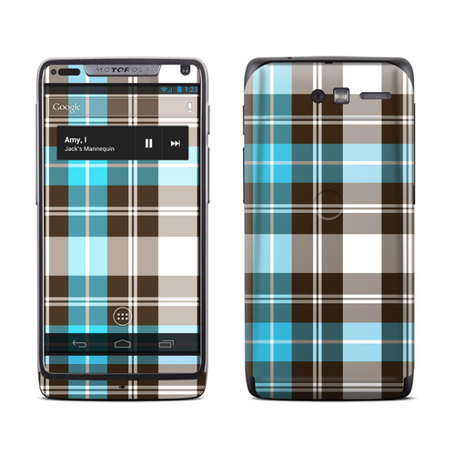 DecalGirl MRZM-PLAID-TUR Motorola Razr M Skin - Turquoise Plaid