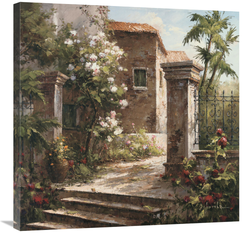 Global Gallery GCS-122589-3030-142 30 x 30 in. Courtyard with Flowers 