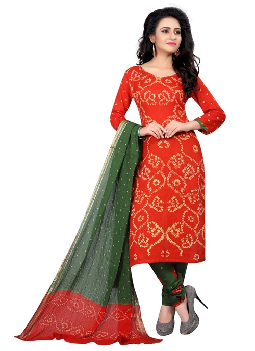 Generic Women's Satin Cotton Salwar Material (Red,