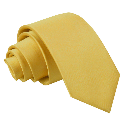 Plain Satin Slim Tie - Gold