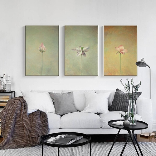 Chinese Lotus Ink Painting Flower Canvas