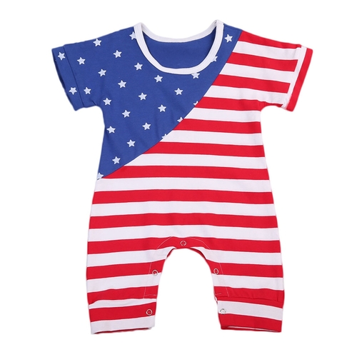 2017 New Stars Stripes Flag Pattern Rompers Cotton