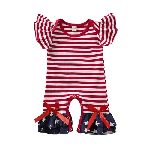 0-24M Newborn Baby Girl Striped Romper