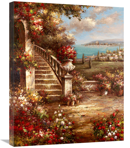Global Gallery GCS-132394-2228-142 22 x 28 in. Flowers At the Stairs A