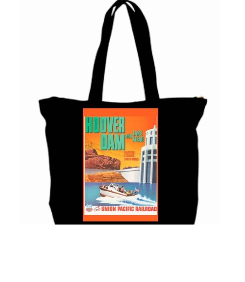 1930s Hoover Dam Art Travel Poster tote Bag w/Zipper