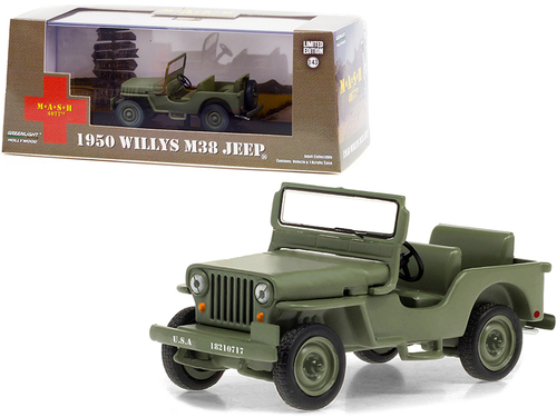 1950 Willys M38 Jeep Army Green \MASH\" (1972-1983) TV Series 1/43