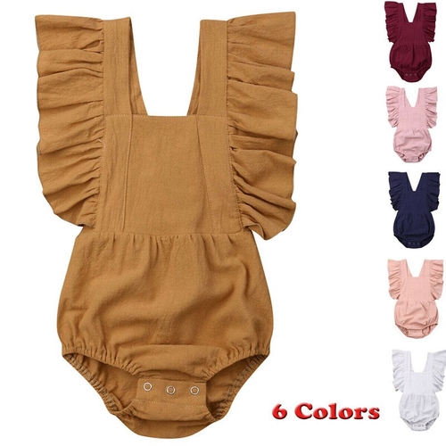 Brief Infant Baby Girl Solid Bodysuit Summer