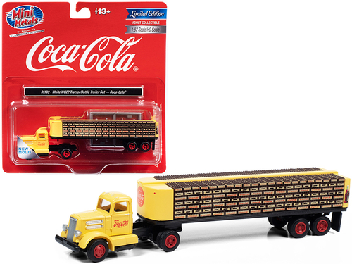 White WC22 Truck Tractor with Bottle Trailer Yellow \Coca-Cola\" 1/87