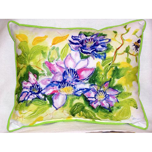 Betsy Drake HJ284 Clematis Large Indoor & Outdoor Pillow 16 x 20