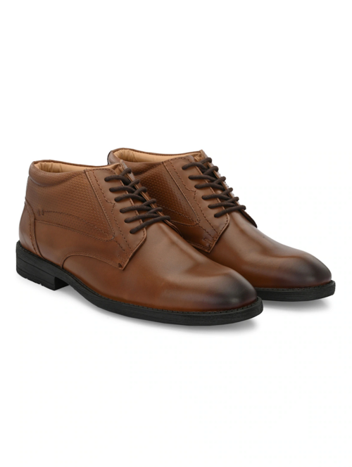 Men Textured Brown Lace-Up Derby(Size8)(Colorbrown)