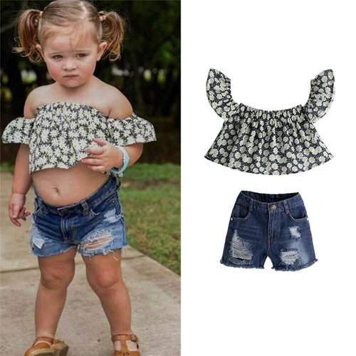 Fashion Kids Baby Girl Summer Outfits Off Shoulder