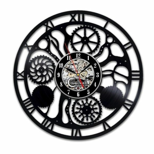 STEAMPUNK MECHANIC TOOLS VINYL RECORD WALL CLOCK DESIGN