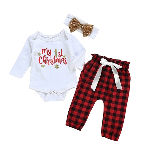 Newborn Clothes Infant Baby Girl Christmas Letter