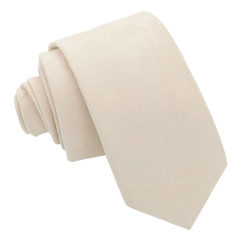 Suede Slim Tie - Beige