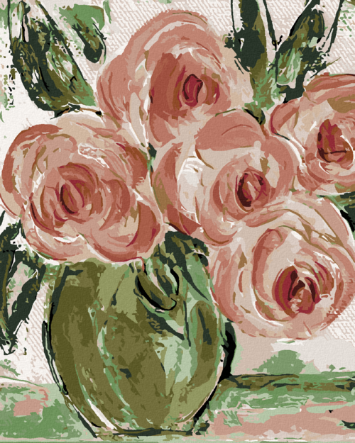 Paint by Numbers - PINK ROSES IN A VASE (HALEY BUSH)