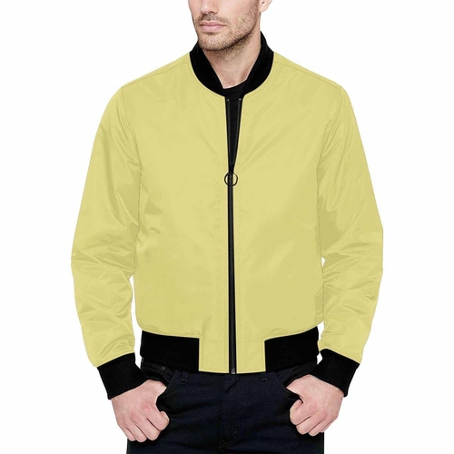 Mens Jacket - Khaki Yellow and Black Bomber Jacket