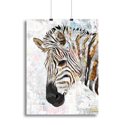 Grunge gold zebra Canvas Print or Poster