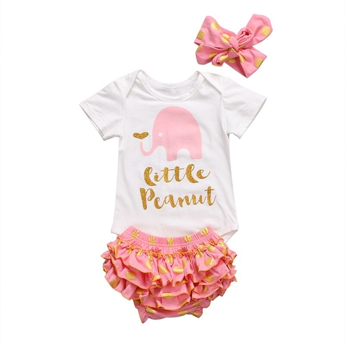 Adorable Kids Baby Girls Cotton Short Sleeve Gold