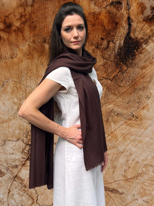 Main Brown Cashmere Thin Weave Solid Scarf image