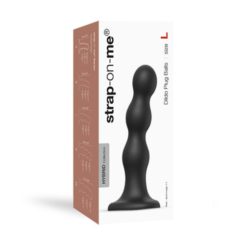 Strap-On-Me Hybrid Collection Silicone Dildo Plug Balls Black L