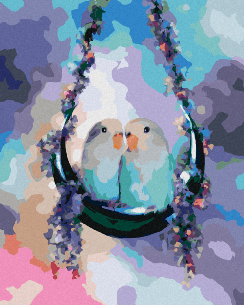 Zuty - Paint by Numbers - AGAPORNIS PARROT ON A SWING (CAROL