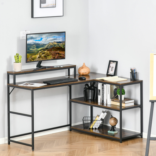 HOMCOM L-Shaped Computer Desk Home Office Corner Desk Study