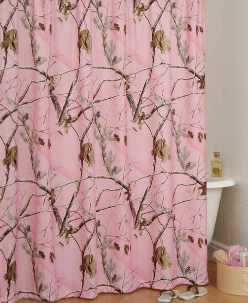 Realtree - AP Pink Camo - Modern Rustic Washroom Shower Curtain