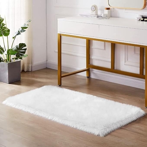 CottonFry Faux Long Pile Fluffy Fur Rugs Bedroom Furry Carpet
