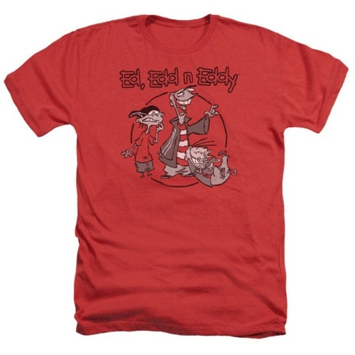 Trevco Ed Edd N Eddy-Gang - Adult Heather Tee - Red, Large