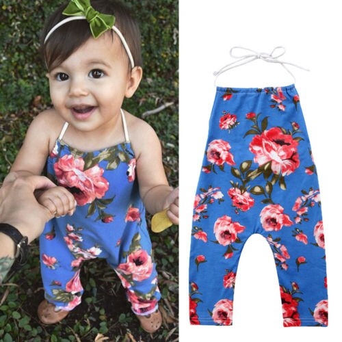 Newborn Baby Kids Girls Flower Romper Playsuit
