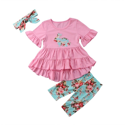 2018 Toddler Kids Baby Girl Easter Clothing Set