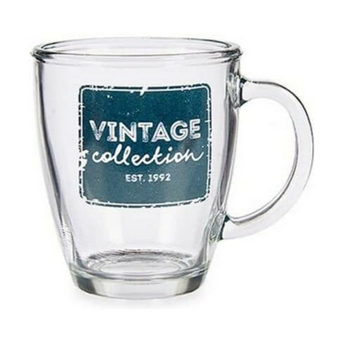 Mug Vintage Transparent Glass 6 Units (320 ml)