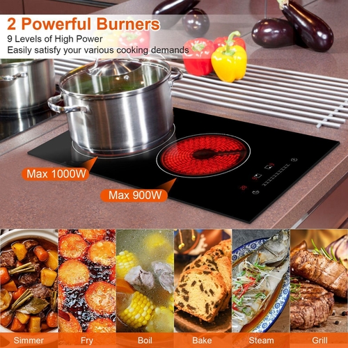 Dual Induction Burners Electric Cooktop 110V Total 1900W Electric