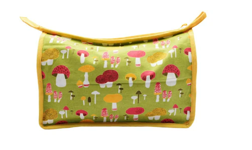 Printed Cavnas Mushroom Design Green Color Ladies And Girls Cosmetic