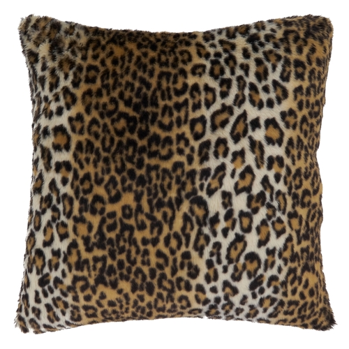 SARO 7406.BR18SP 18 in. Square Brown Cheetah Print Faux Fur Throw Pill