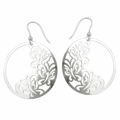 hook earrings butterfly silver 925