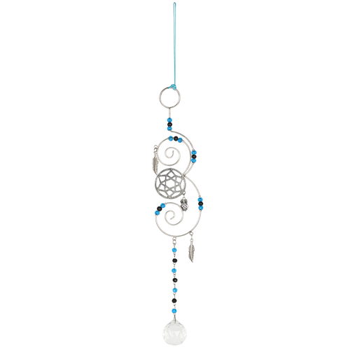 33cm Turquoise Beaded Hanging Crystal