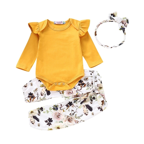 Toodle Baby Girls Romper Top+Floral Pant