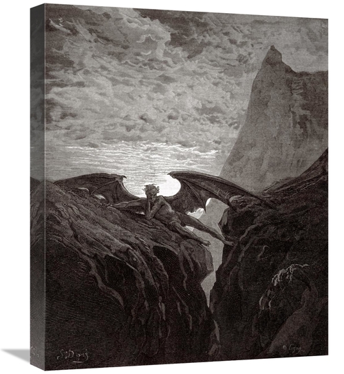 22 in. Satan Resting on the Mountain - From Miltons Paradise Lost Art 