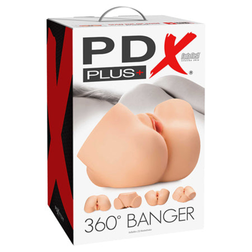 PDX Plus 360º Banger Dual Entry Masturbator Beige